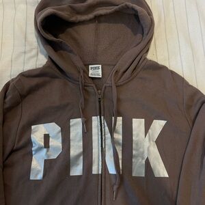 PINK Victoria's Secret Taupe Hoodie with Metallic Accents